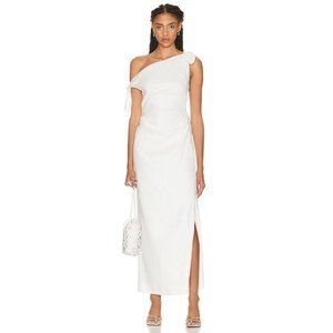 SIR. Bettina Tie Midi Dress in Ivory XSmall New Womens Linen Off the Shoulder